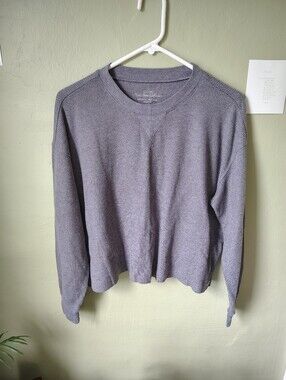 ☀️5/$25☀️ Hollister Juniors Medium Gray Crewneck Waffle-knit Oversized Sweater